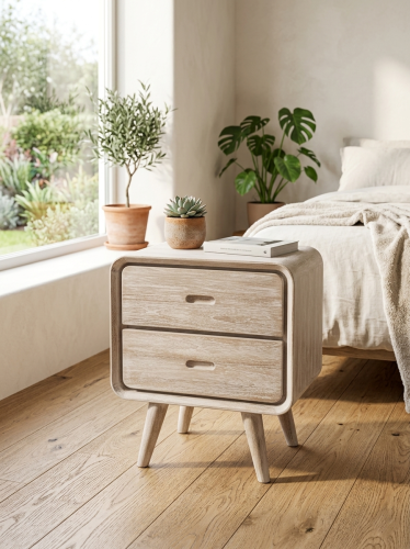 Table de nuit en teck front